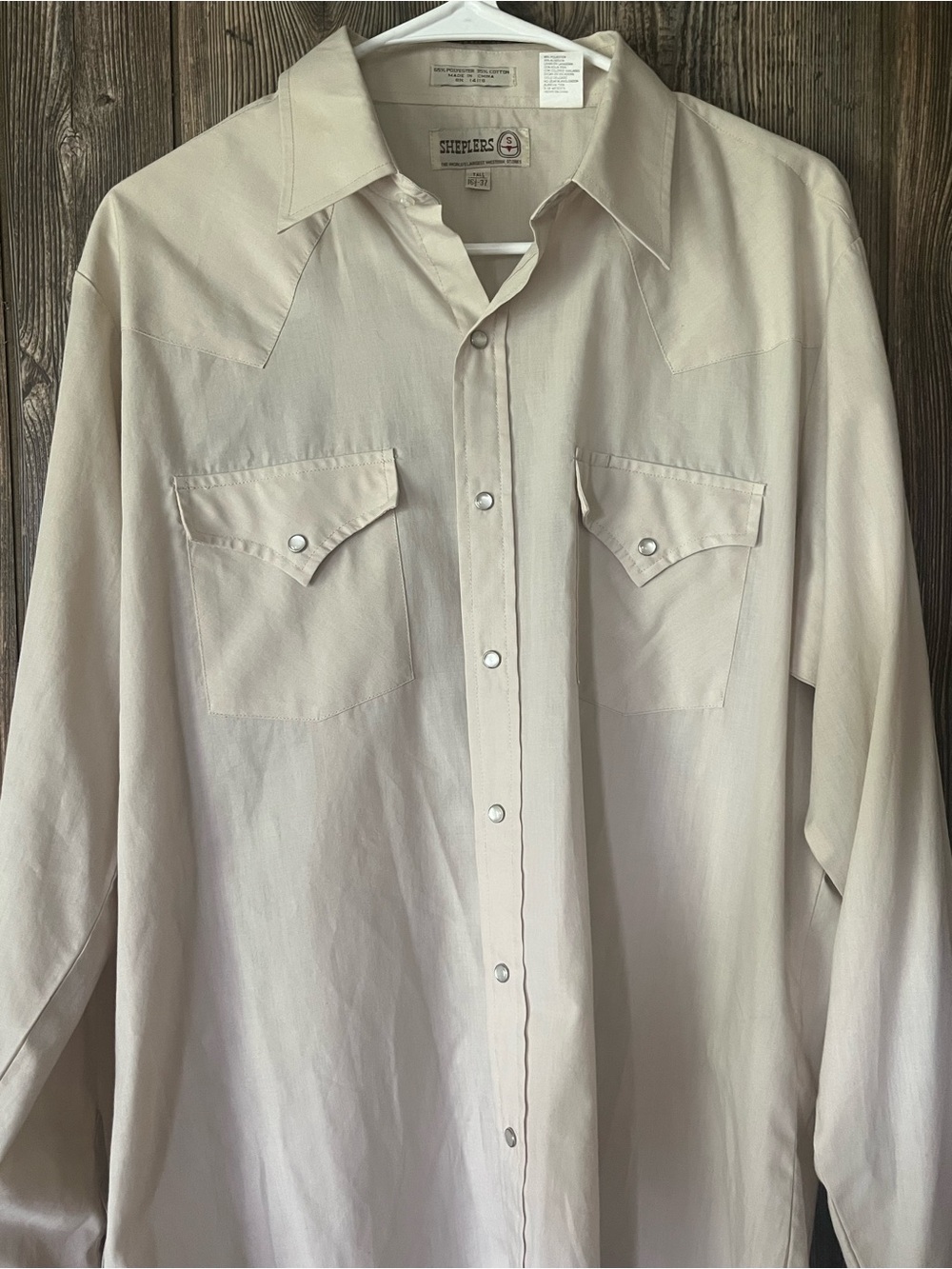 Sheplers Men's Western-Style Cream pearl Snap Button-Front Shirt